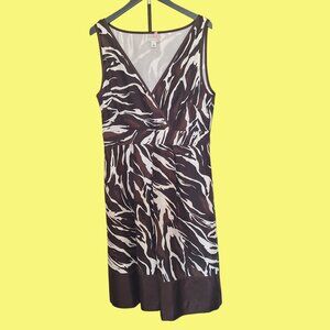 Banana Republic Silk Brown & Off White Zebra Print Sz 14